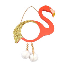 Espelho de maquiagem suspenso decorativo em forma de flamingo